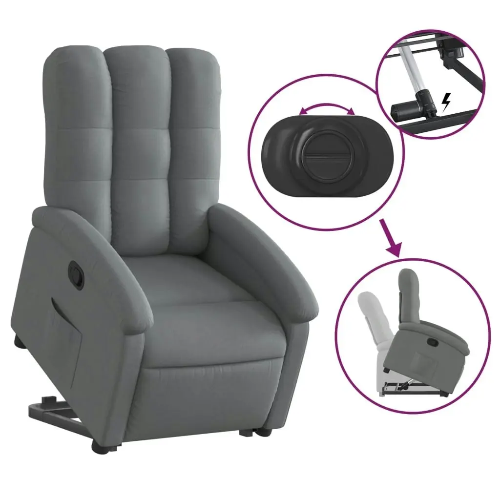 Stand up Recliner Chair Dark Grey Fabric 3205397