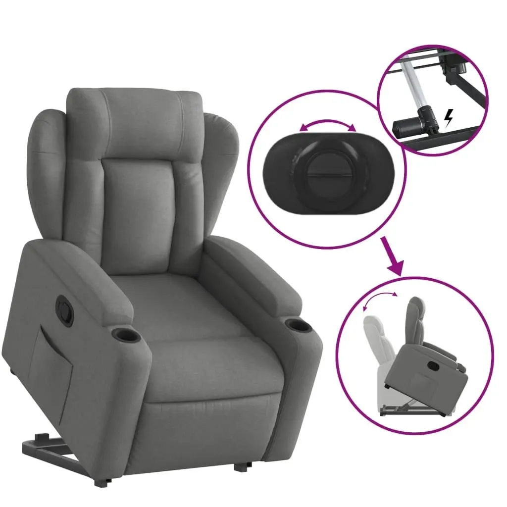 Stand up Recliner Chair Dark Grey Fabric 3205581