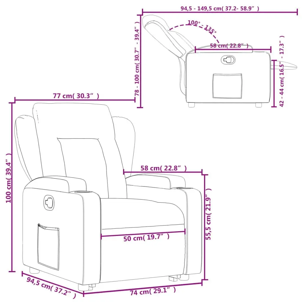 Stand up Recliner Chair Dark Grey Fabric 3205581