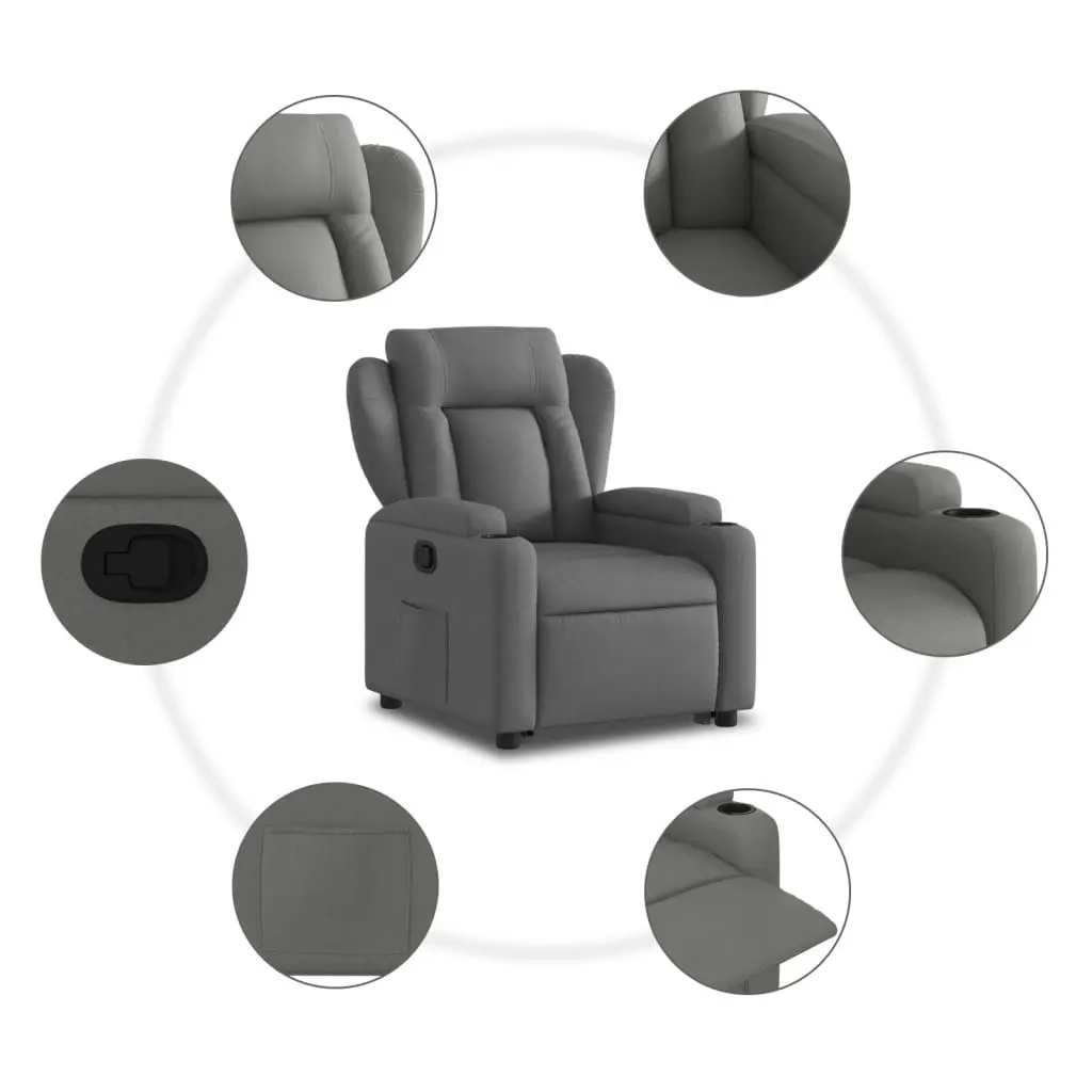 Stand up Recliner Chair Dark Grey Fabric 3205581