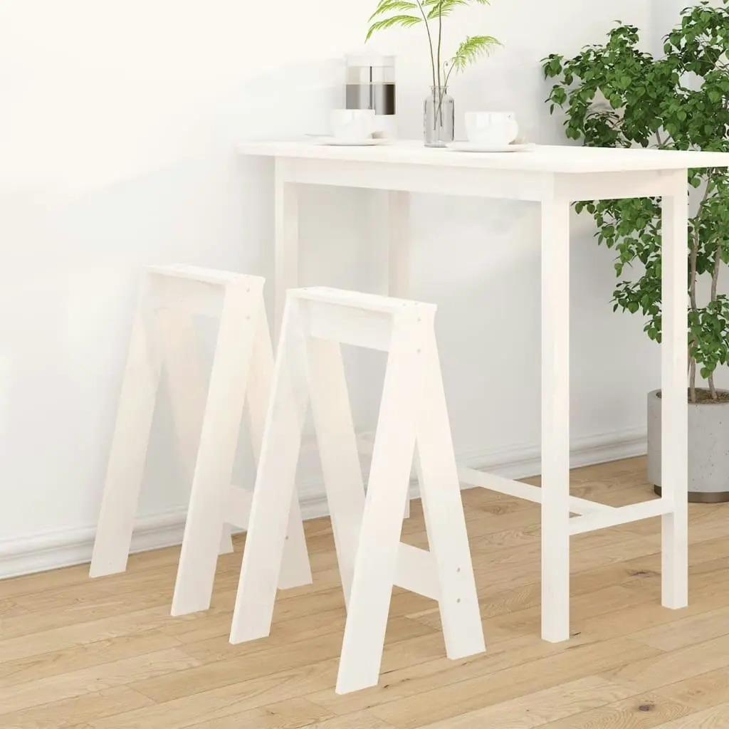 Stools 2 pcs White 40x40x75 cm Solid Wood Pine 823670