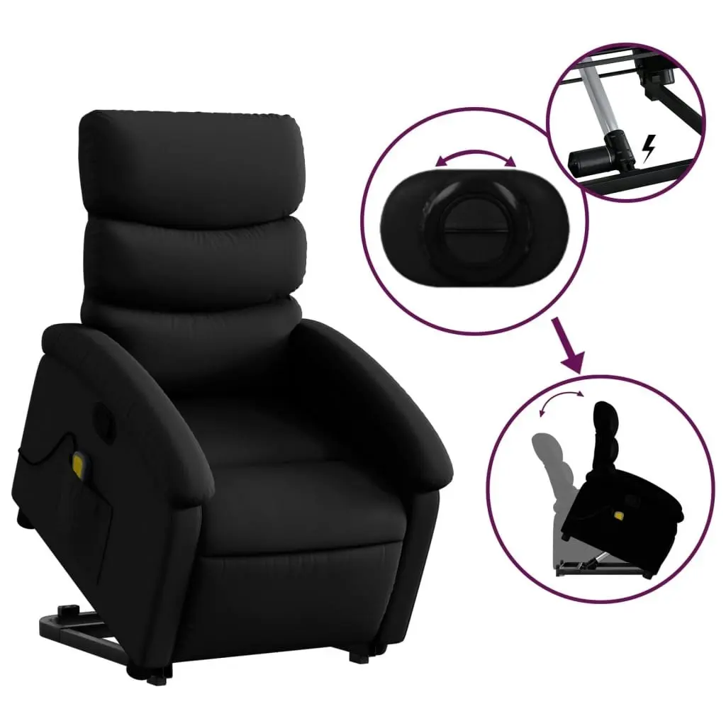 Stand up Massage Recliner Chair Black Faux Leather 3205378