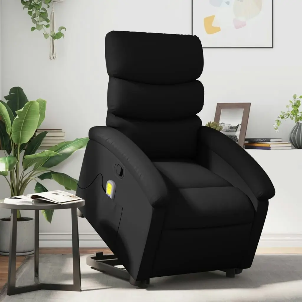 Stand up Massage Recliner Chair Black Faux Leather 3205378