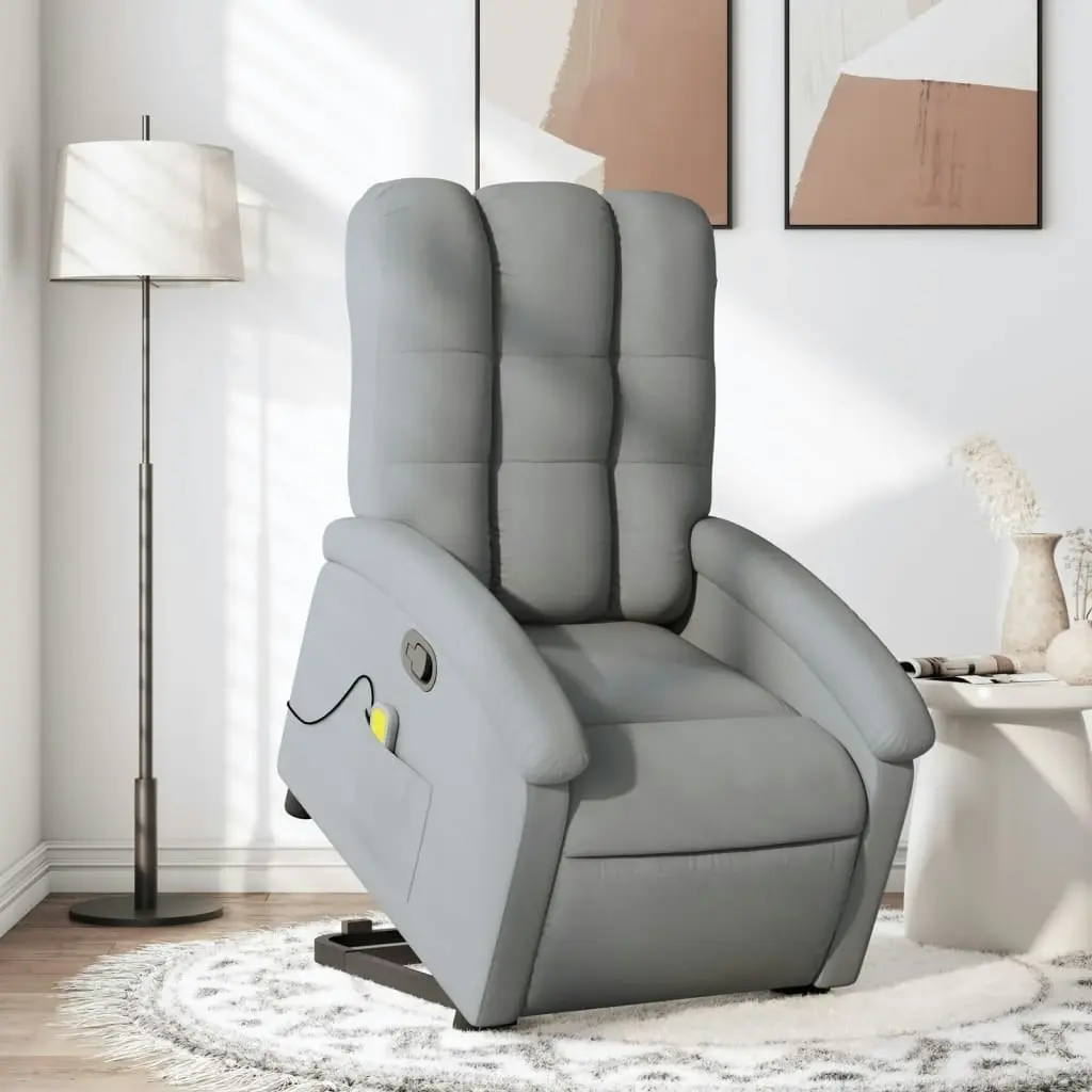 Stand up Massage Recliner Chair Light Grey Fabric 3205400