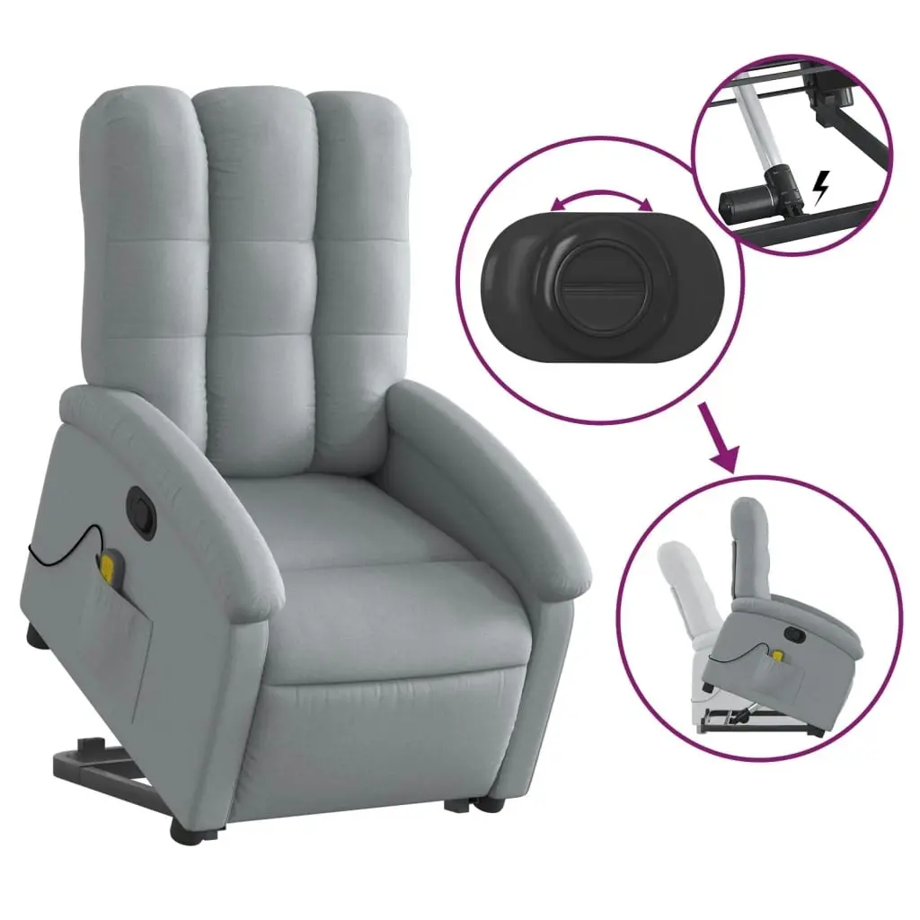 Stand up Massage Recliner Chair Light Grey Fabric 3205400