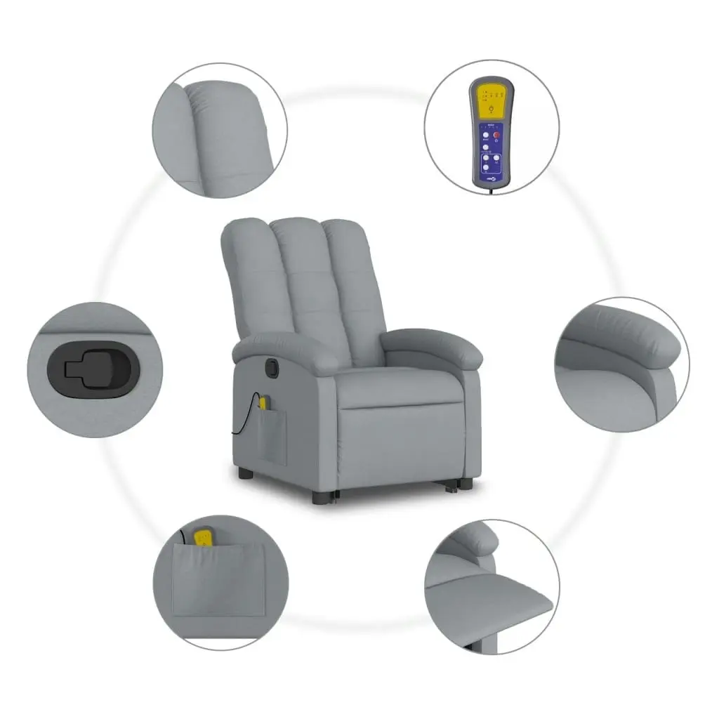 Stand up Massage Recliner Chair Light Grey Fabric 3205400