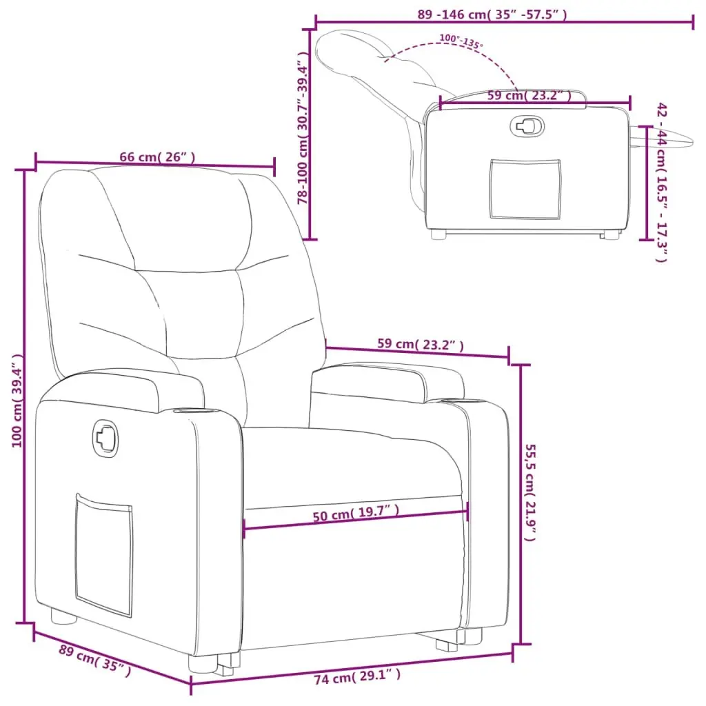 Stand up Recliner Chair Light Grey Fabric 3205624