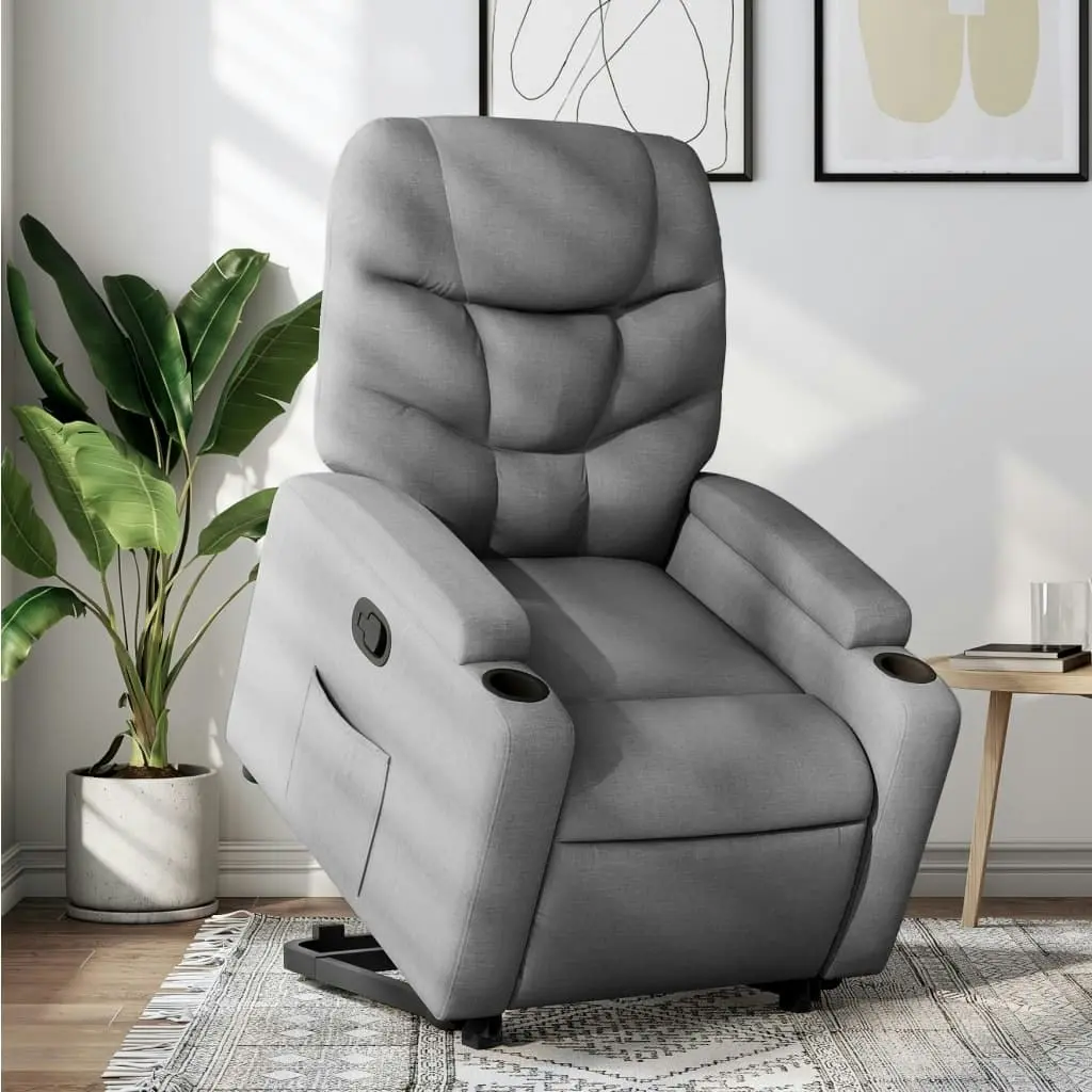 Stand up Recliner Chair Light Grey Fabric 3205624