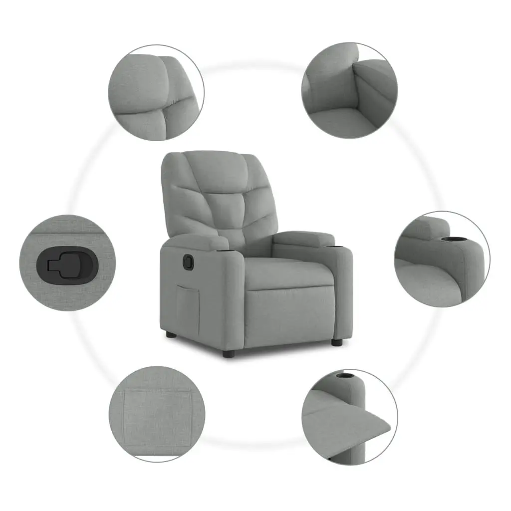 Stand up Recliner Chair Light Grey Fabric 3205624