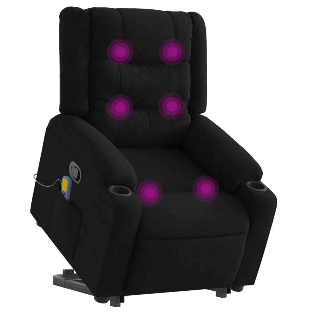 Stand up Massage Recliner Chair Black Fabric 3206843