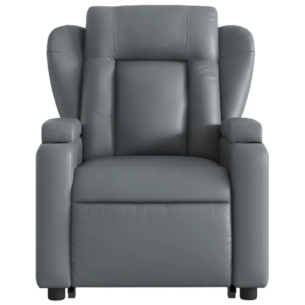 Stand up Massage Recliner Chair Grey Faux Leather 3205604