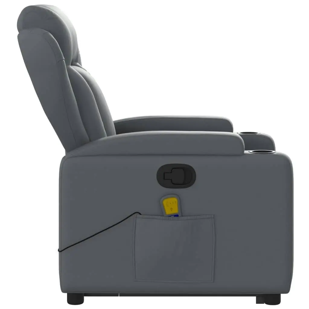 Stand up Massage Recliner Chair Grey Faux Leather 3205604