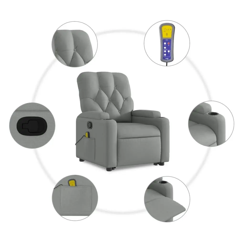 Stand up Massage Recliner Chair Light Grey Fabric 3205670