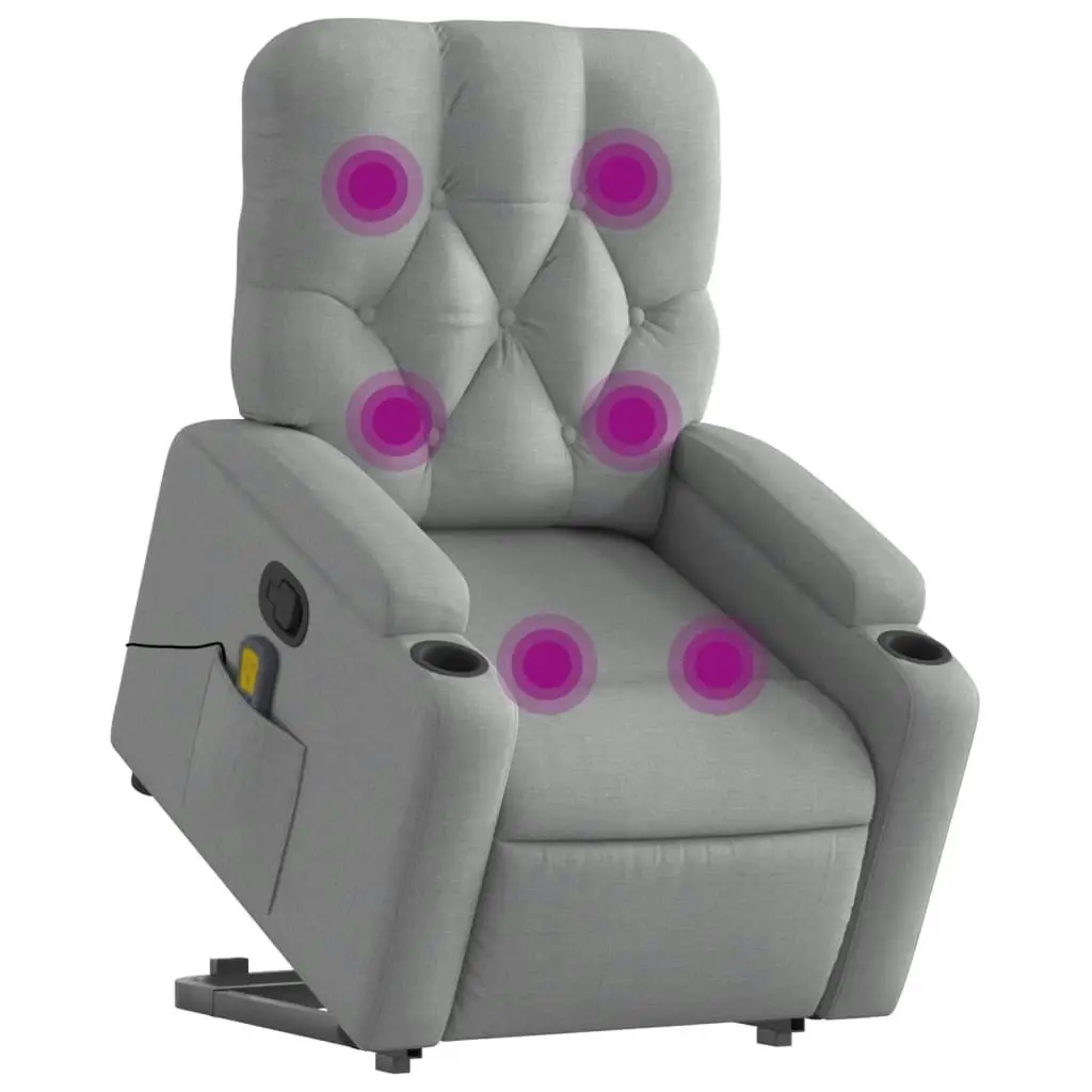 Stand up Massage Recliner Chair Light Grey Fabric 3205670