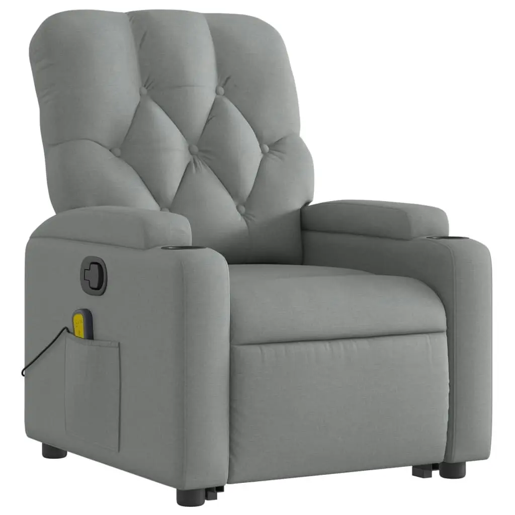 Stand up Massage Recliner Chair Light Grey Fabric 3205670