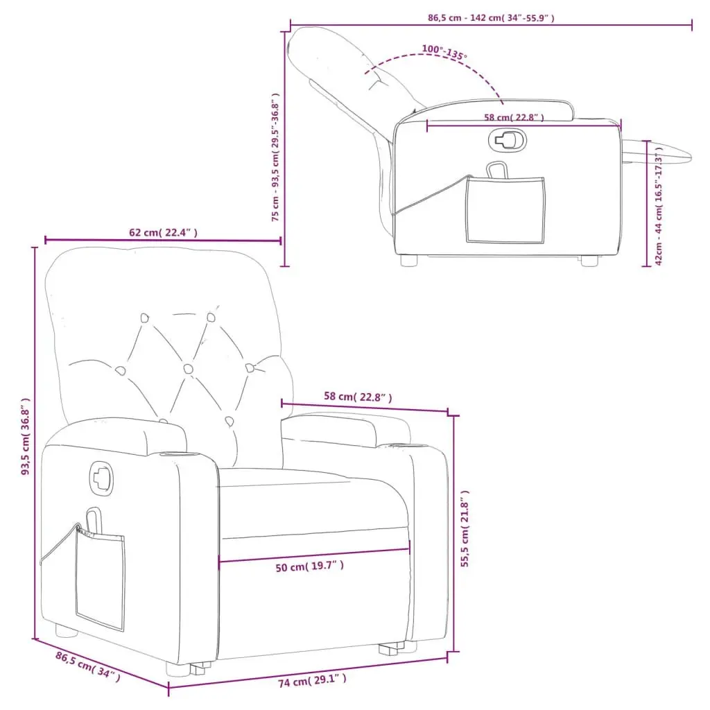 Stand up Massage Recliner Chair Light Grey Fabric 3205670