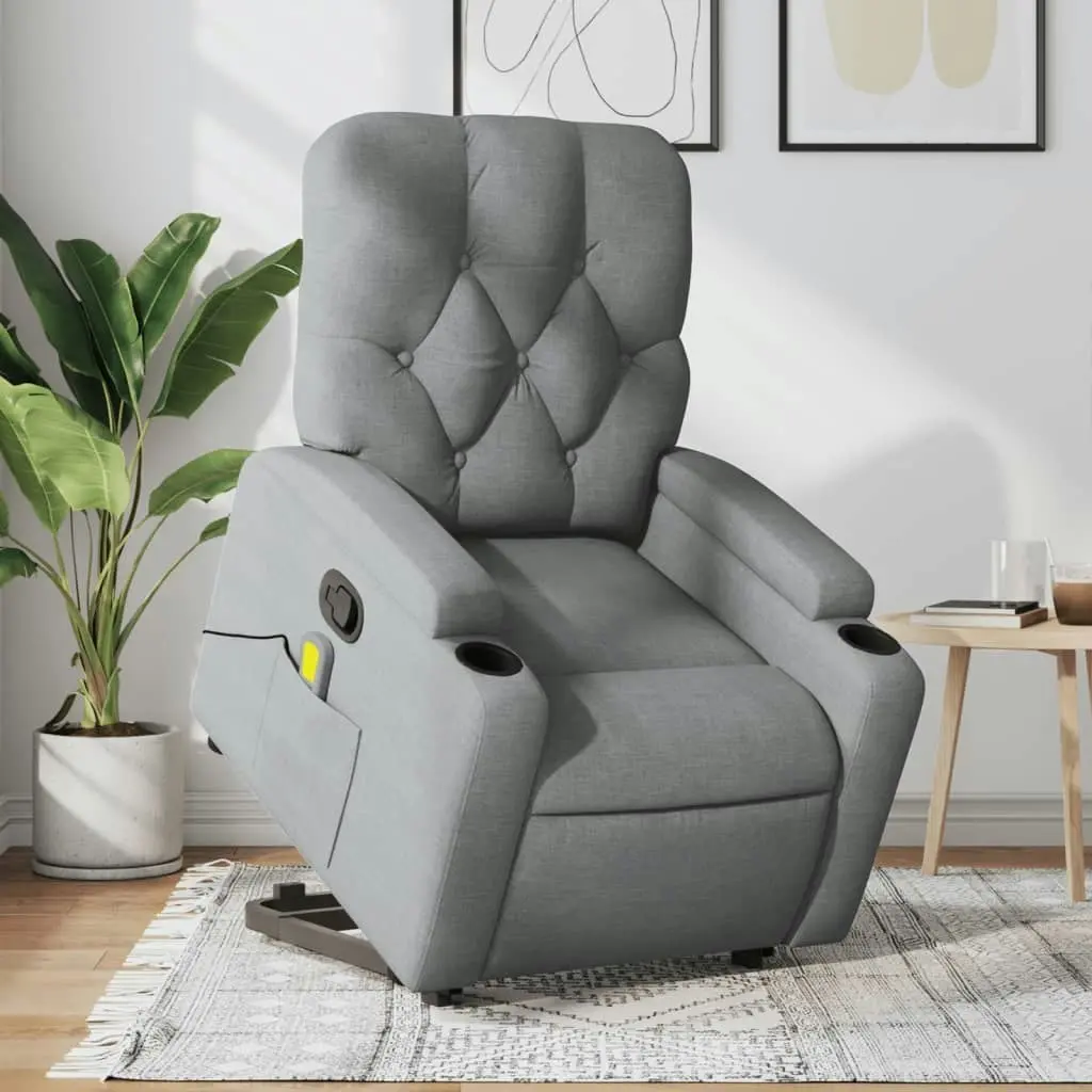 Stand up Massage Recliner Chair Light Grey Fabric 3205670