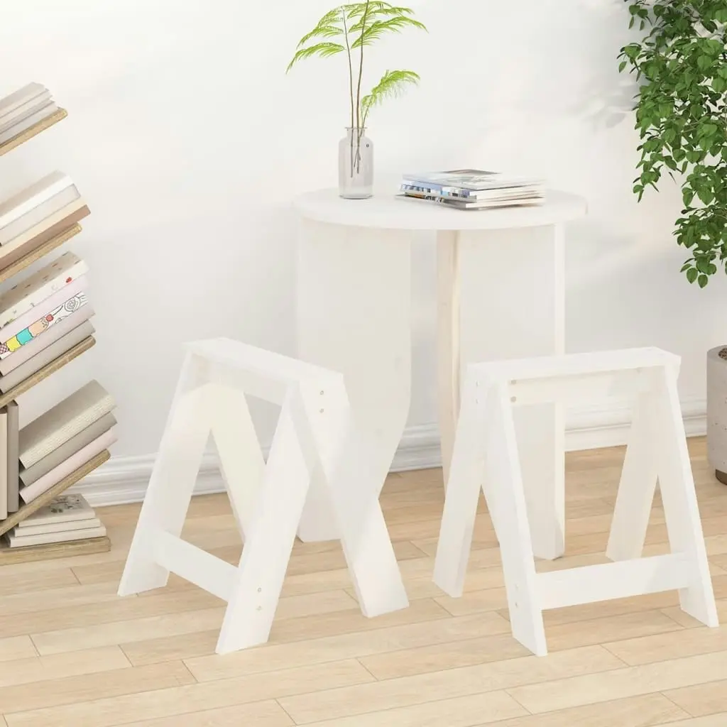 Stools 2 pcs White 40x40x45 cm Solid Wood Pine 823660