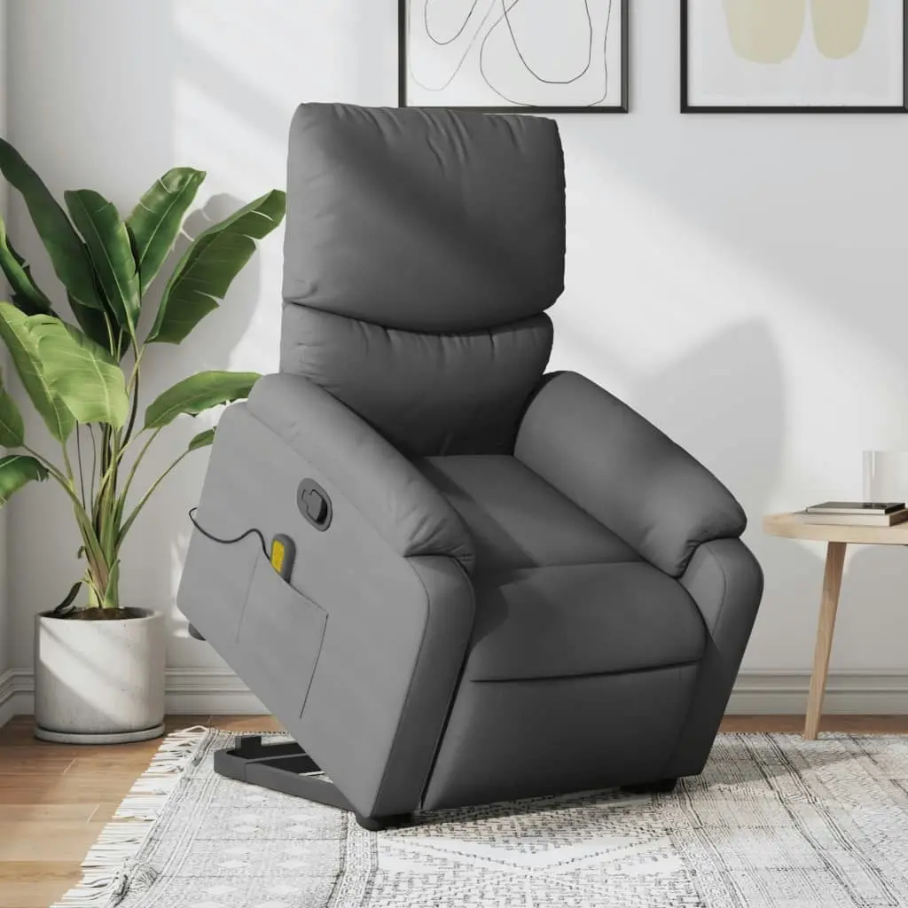 Stand up Massage Recliner Chair Dark Grey Fabric 3205701