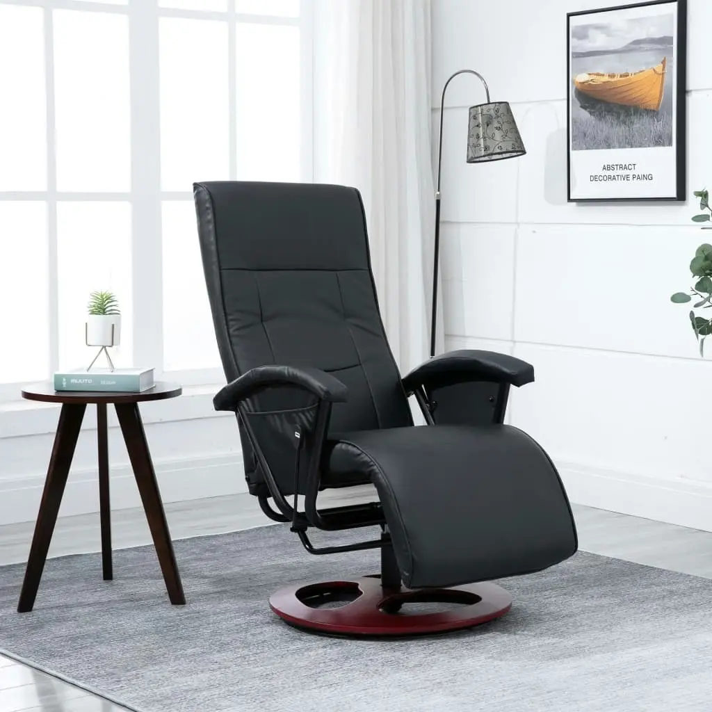 Swivel TV Armchair Black Faux Leather 248449