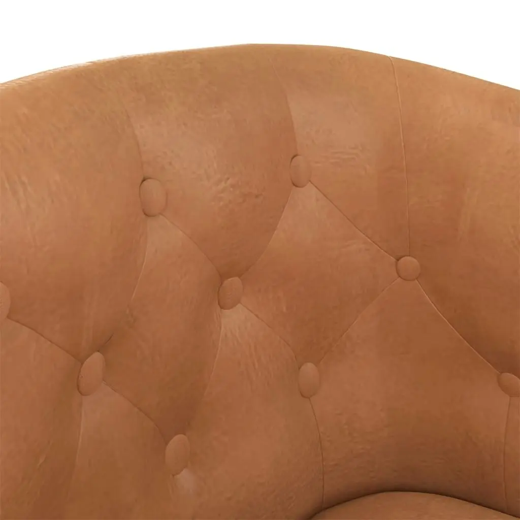 Tub Chair Brown Faux Leather 356497