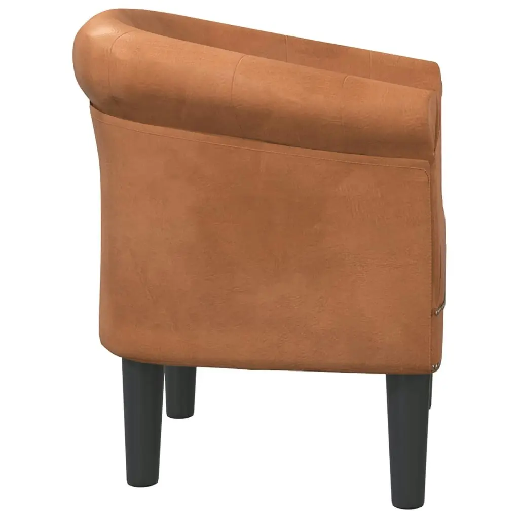 Tub Chair Brown Faux Leather 356497