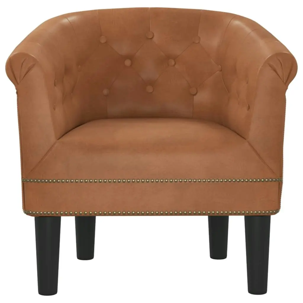 Tub Chair Brown Faux Leather 356497