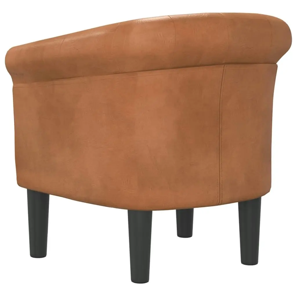 Tub Chair Brown Faux Leather 356497