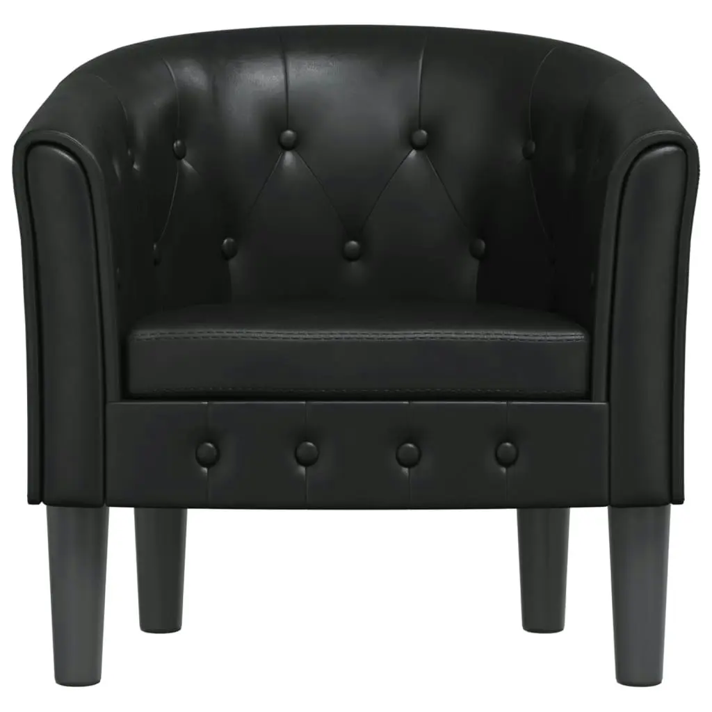 Tub Chair Black Faux Leather 356457