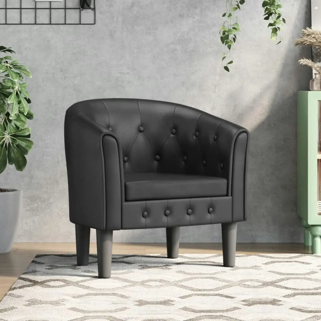 Tub Chair Black Faux Leather 356457