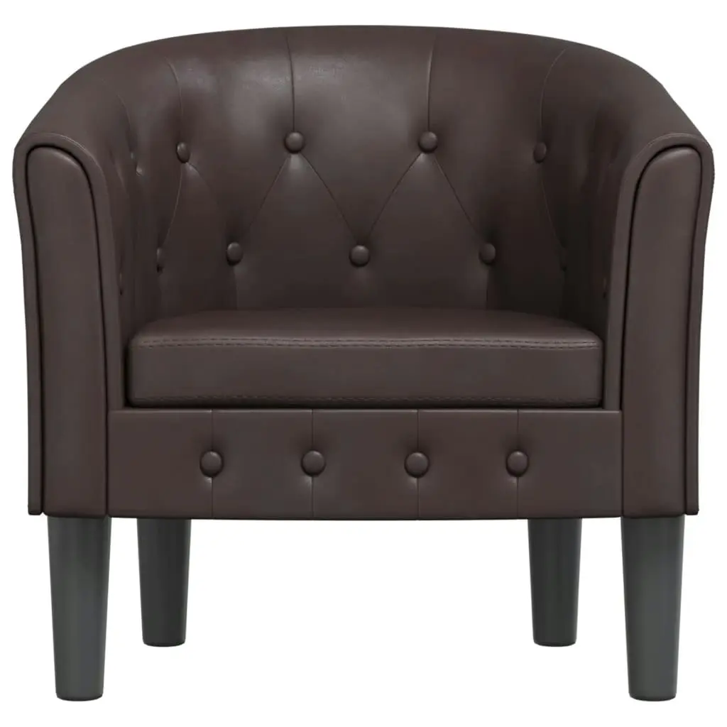 Tub Chair Brown Faux Leather 356459