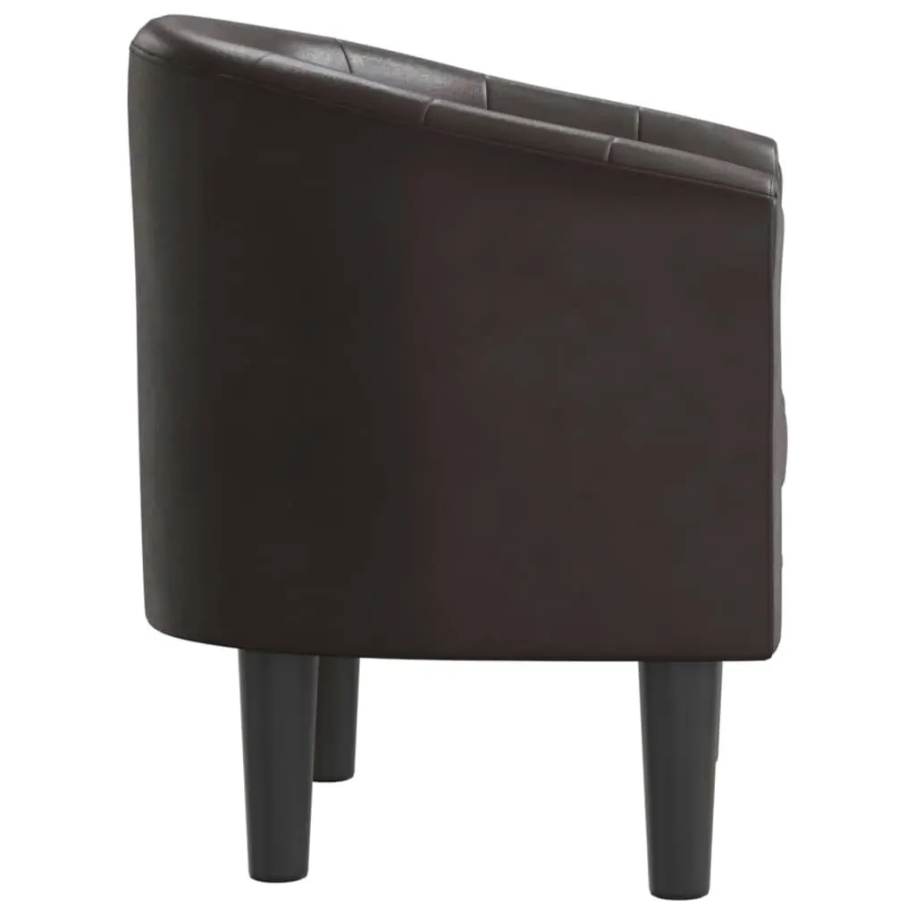 Tub Chair Brown Faux Leather 356459