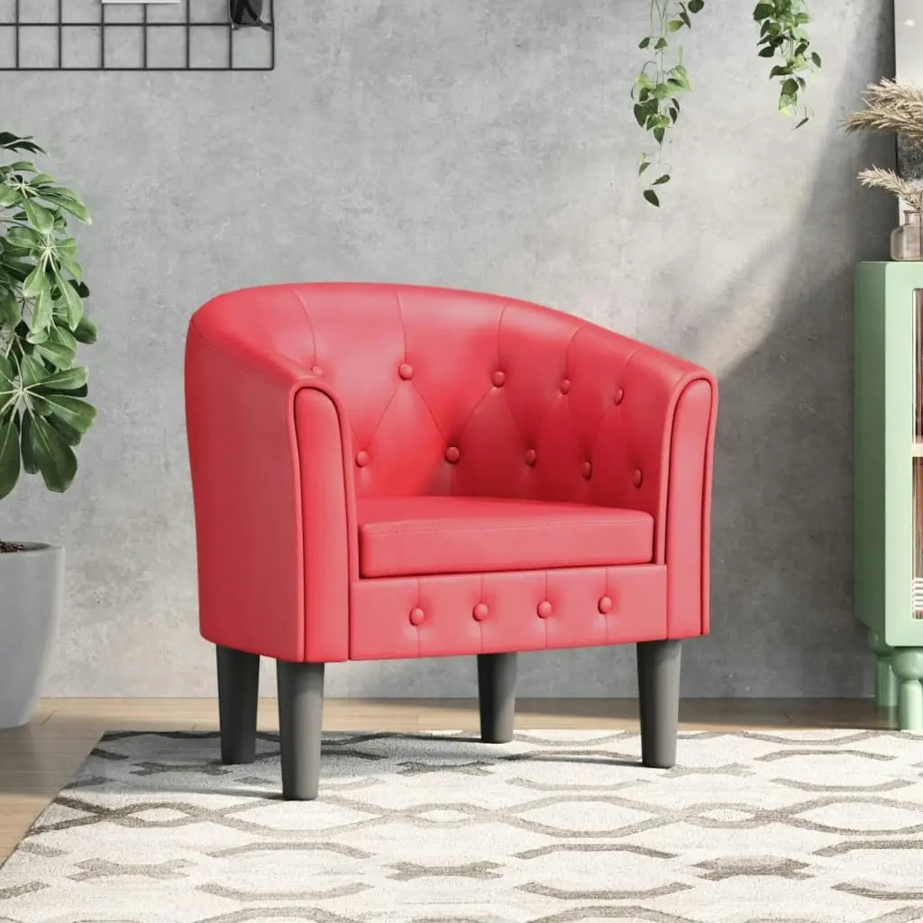 Tub Chair Red Faux Leather 356462