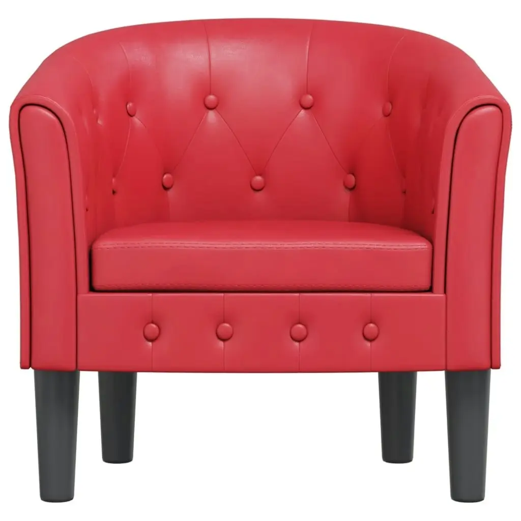 Tub Chair Red Faux Leather 356462