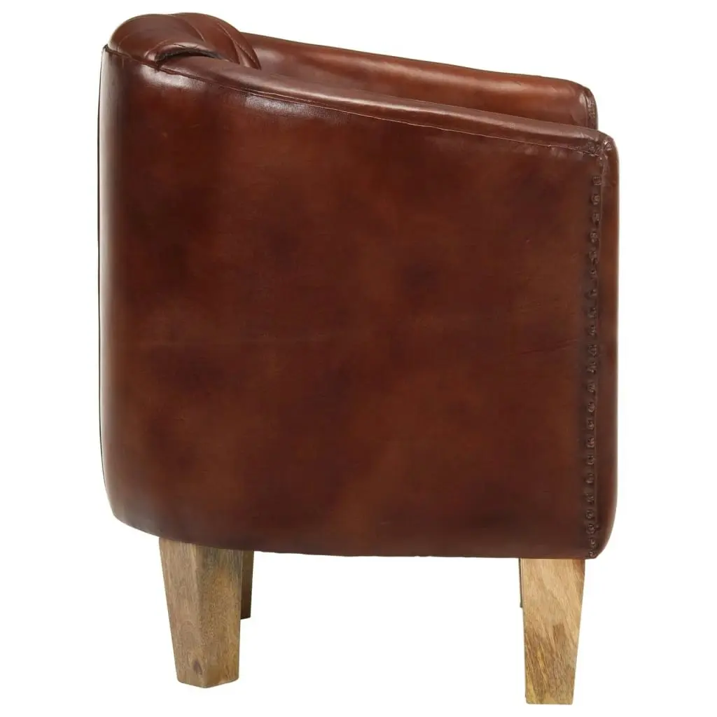 Tub Chair Brown Real Leather 359638