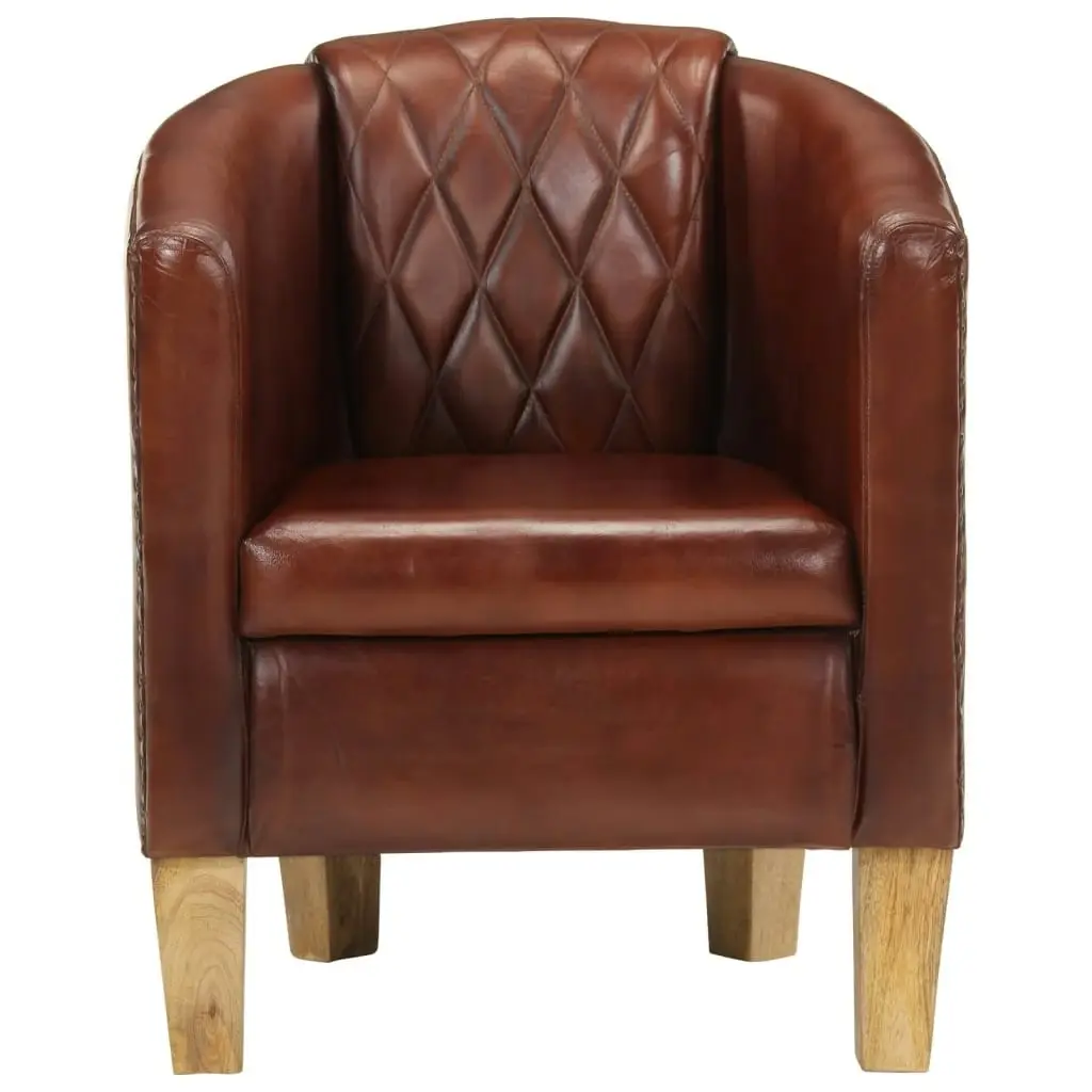 Tub Chair Brown Real Leather 359638