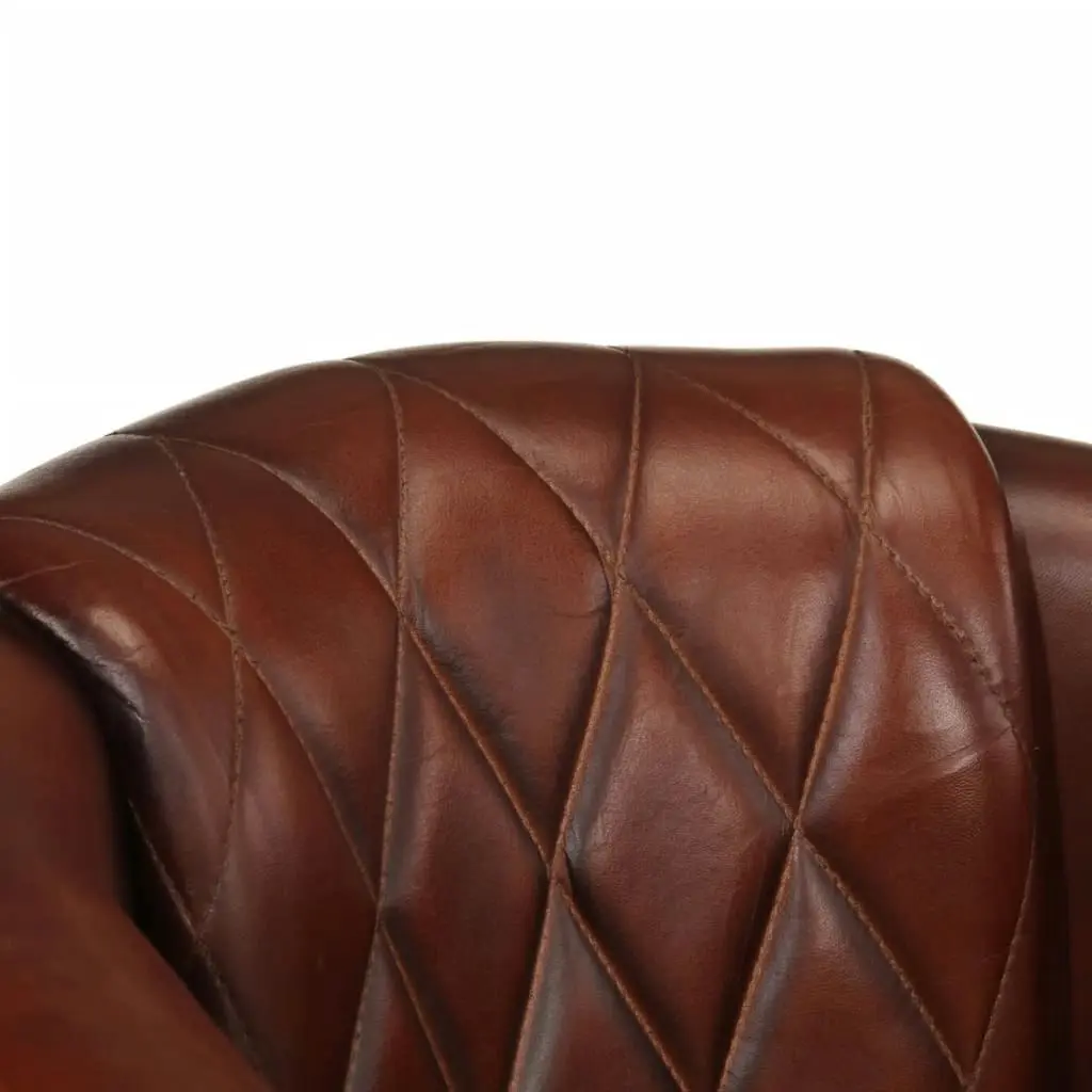 Tub Chair Brown Real Leather 359638