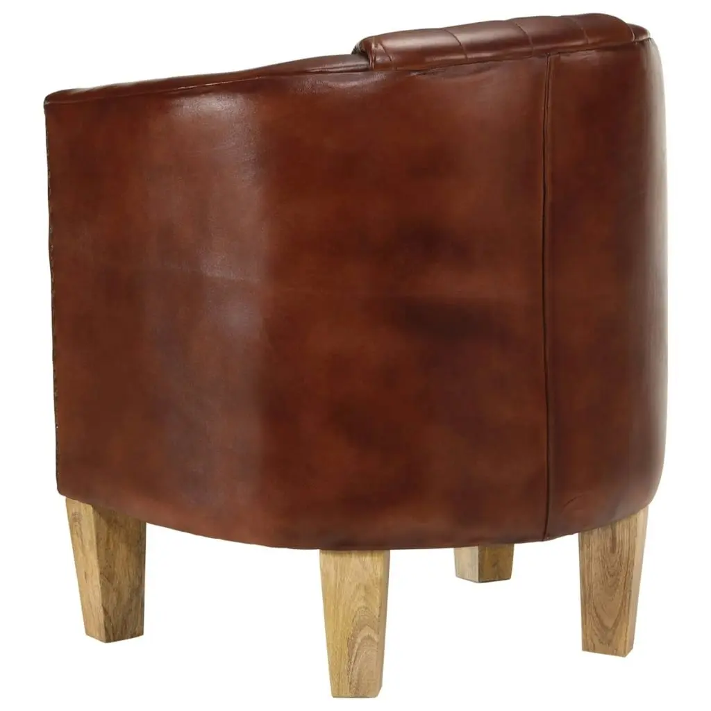 Tub Chair Brown Real Leather 359638