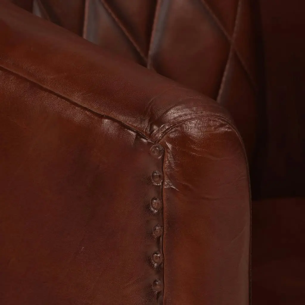 Tub Chair Brown Real Leather 359638