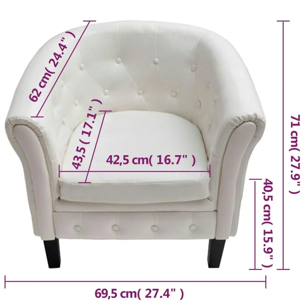 Tub Chair White Faux Leather 60710