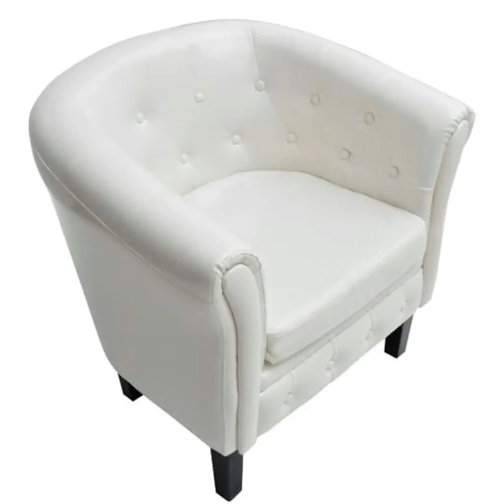 Tub Chair White Faux Leather 60710