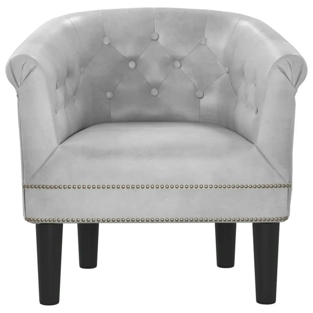 Tub Chair Silver Faux Leather 356498