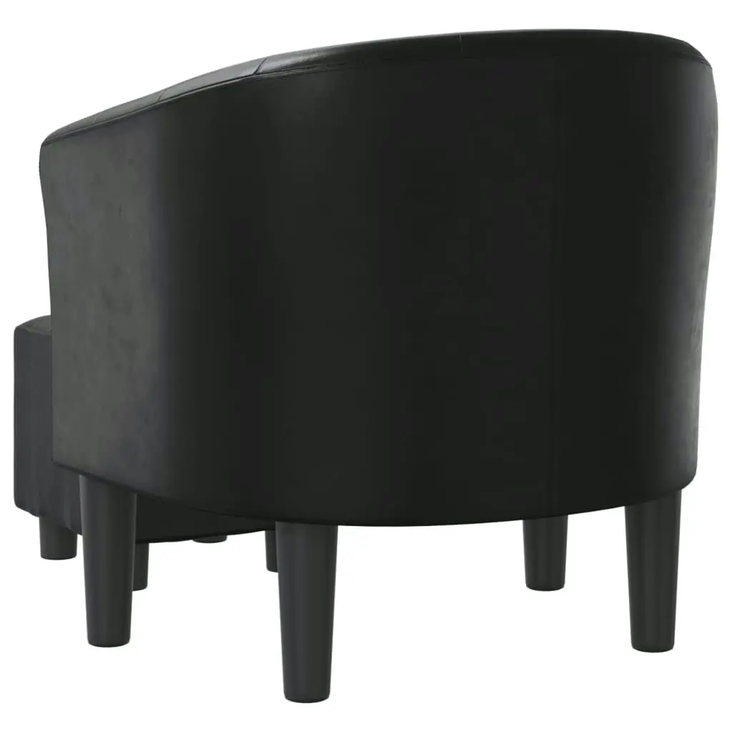 Tub Chair with Footstool Black Faux Leather 356463