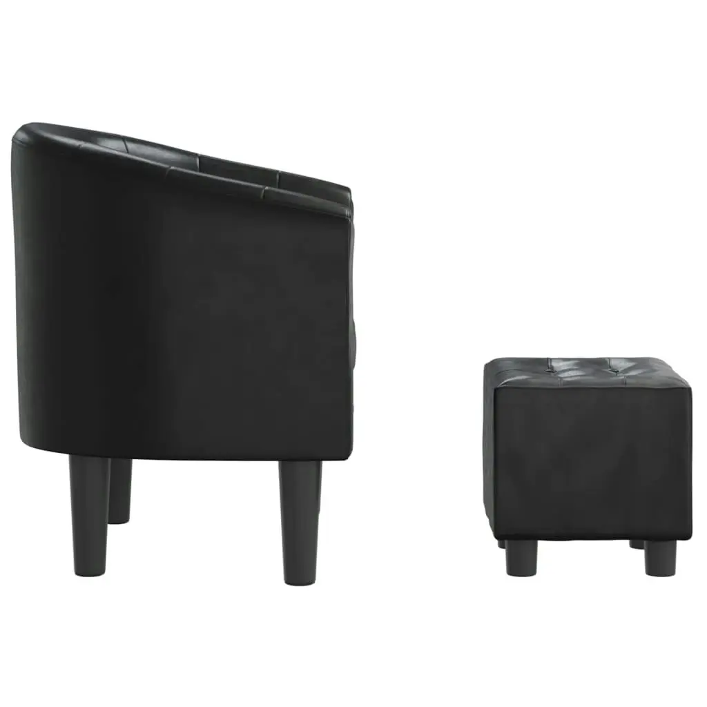 Tub Chair with Footstool Black Faux Leather 356463