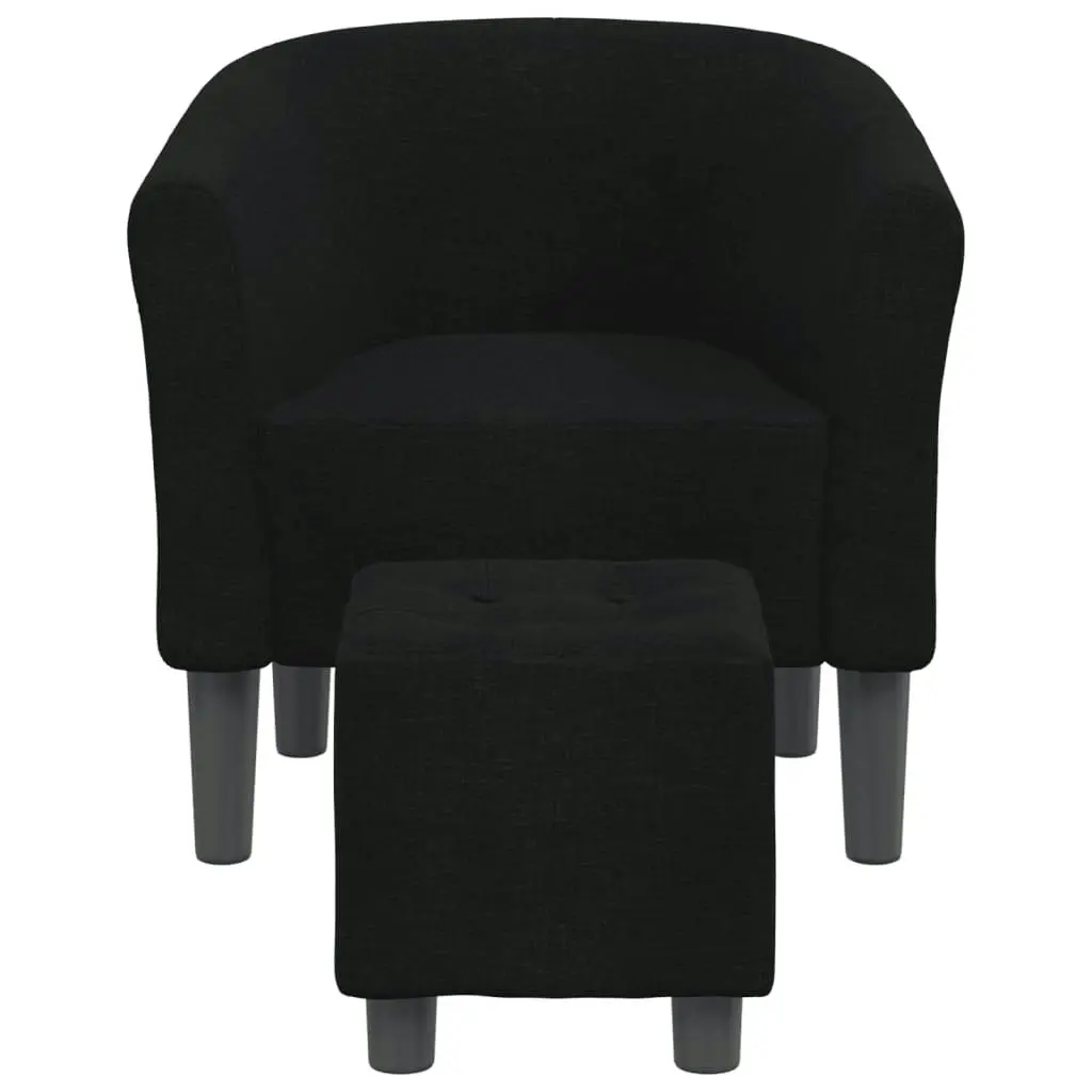 Tub Chair with Footstool Black Fabric 356439