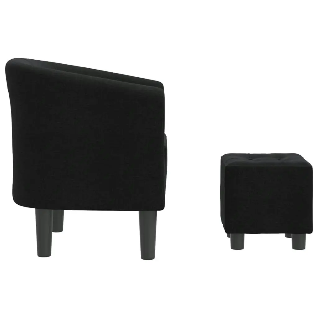 Tub Chair with Footstool Black Fabric 356439