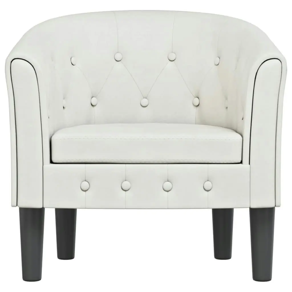 Tub Chair White Faux Leather 356460