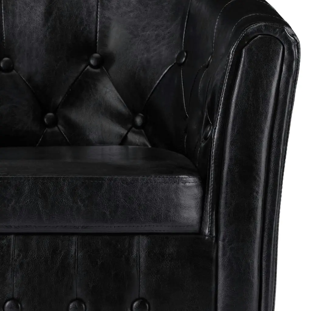 Tub Chair with Footstool Black Faux Leather 248045