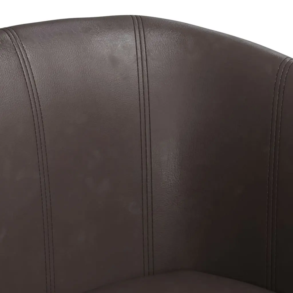 Tub Chair with Footstool Brown Faux Leather 356493