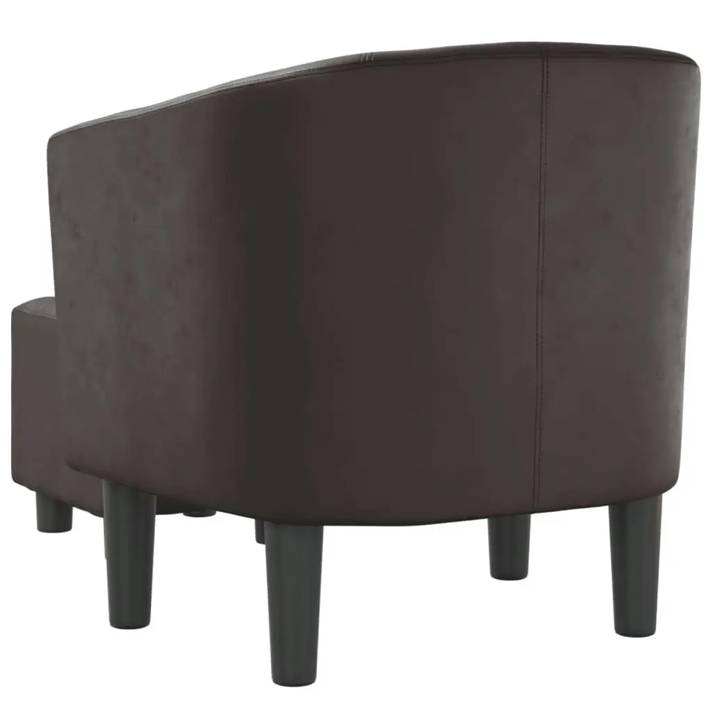 Tub Chair with Footstool Brown Faux Leather 356493